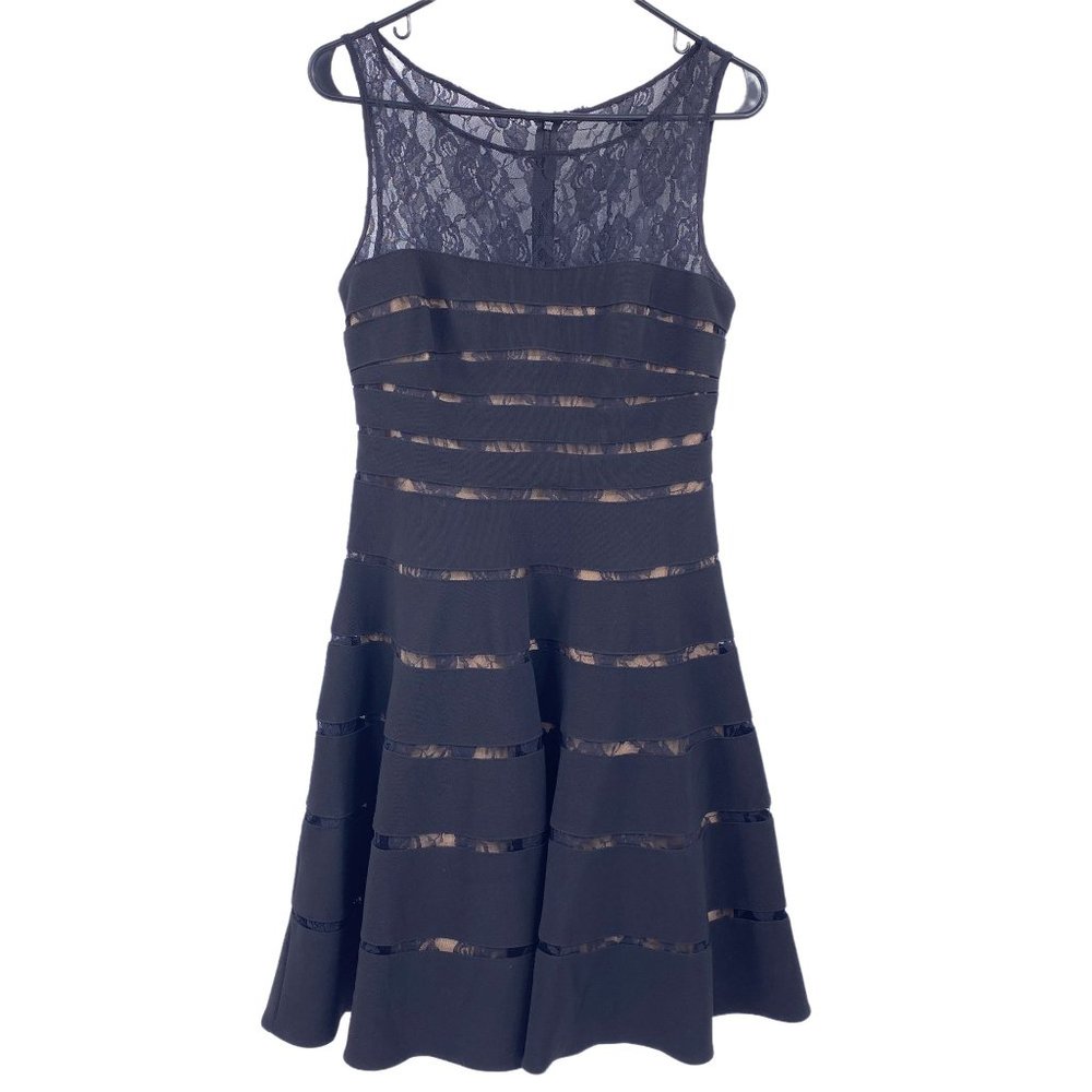 JS Collections Fit & Flare cocktail dress lace cut out sleeveless size 8 wedding